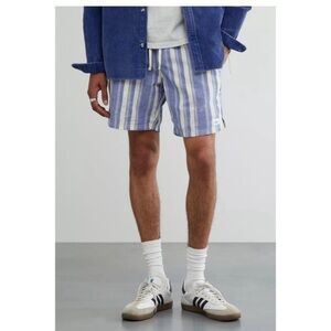 Urban Outfitters Katin Cotton Linen Surf Shorts Size Medium Blue White